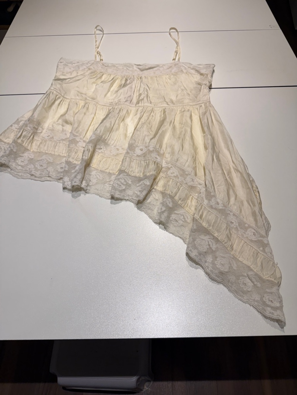 NWT LoveShackFancy Cream Satin Lace-Trim Camisole XL